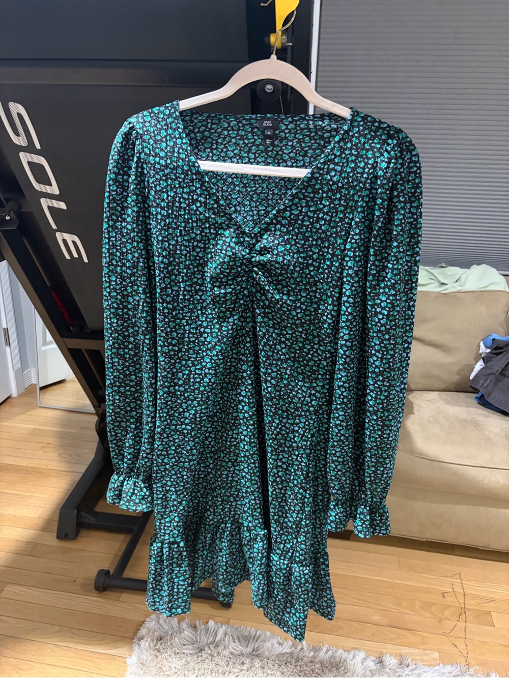 River Island Teal and Black Floral Mini Dress
